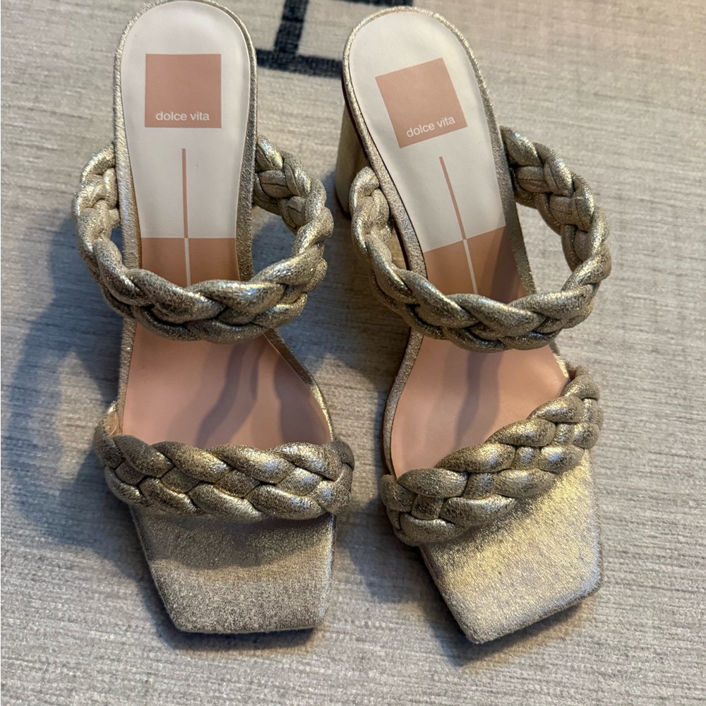 Dolce vita gold block sandal